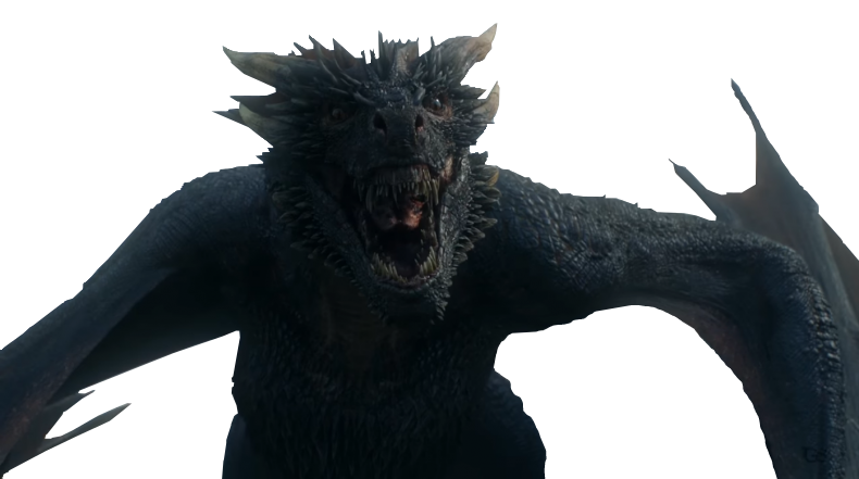 A small cropped image of drogon angrily roaringg from the tv show Game of Thrones.