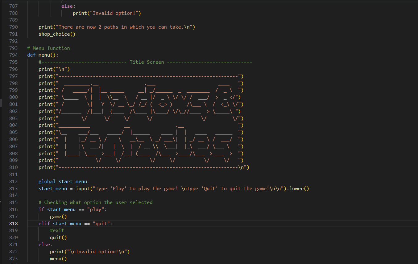 Sample python code from the game Shadows & Tentacles.